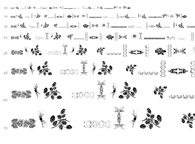 Unpublished Ornaments Two font waterfall